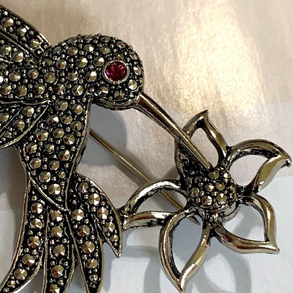 Hummingbird brooch marcasite - Picture 8 of 10